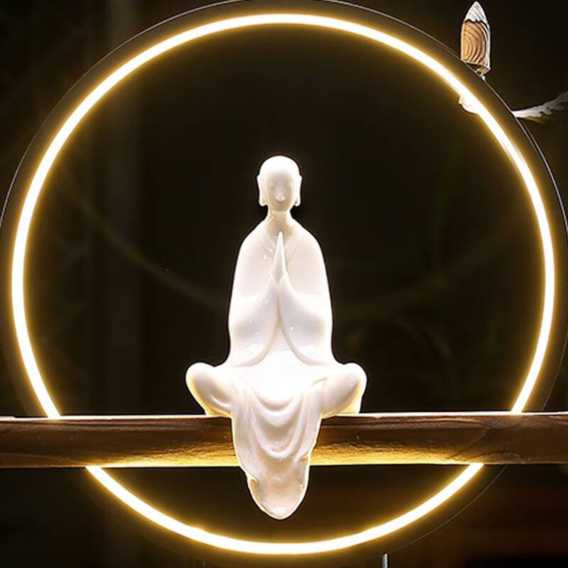 创意新中式陶瓷白瓷无相佛像家居摆件小和尚观音菩萨如来佛地藏王 小