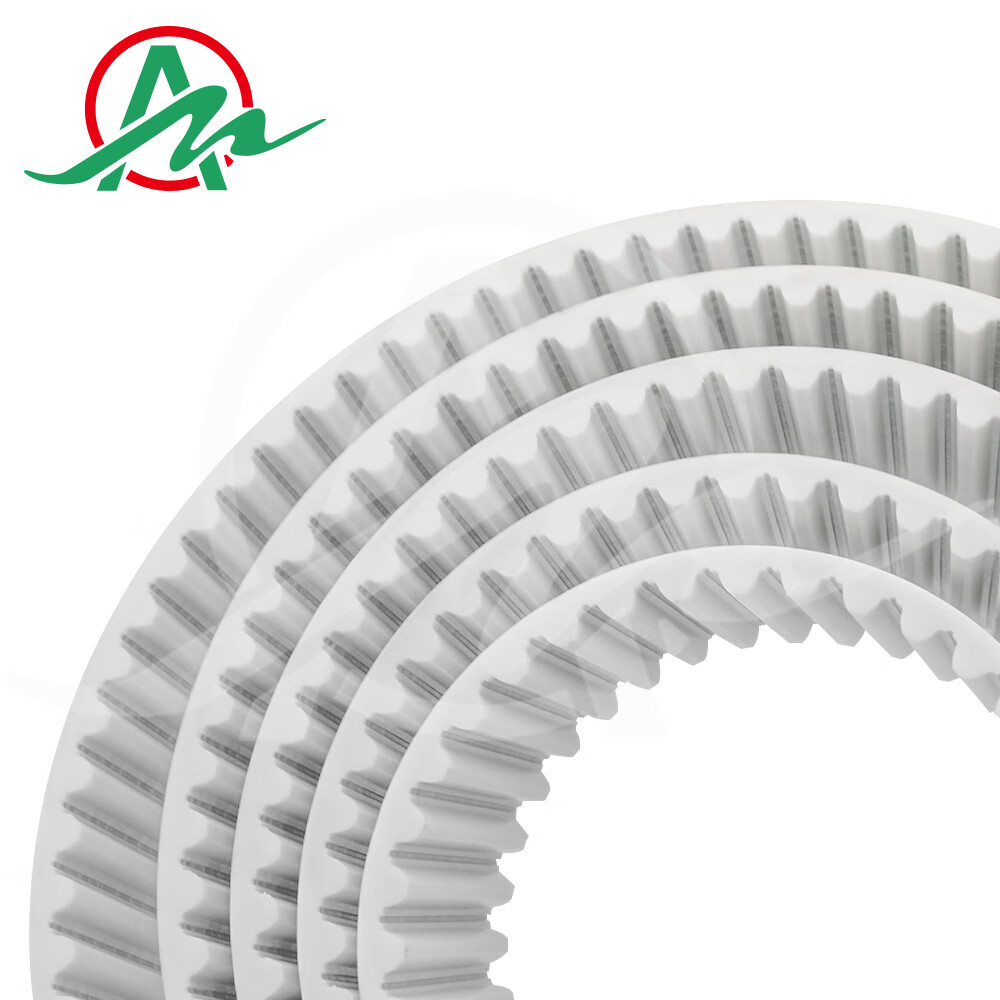 白色聚氨酯钢丝齿型传动带shtd35814m自动分拣机皮带pu开口同步带