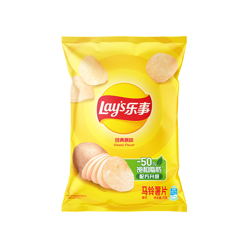 乐事（Lay's）薯片 休闲零食 膨化食品 美国经典原味 75克