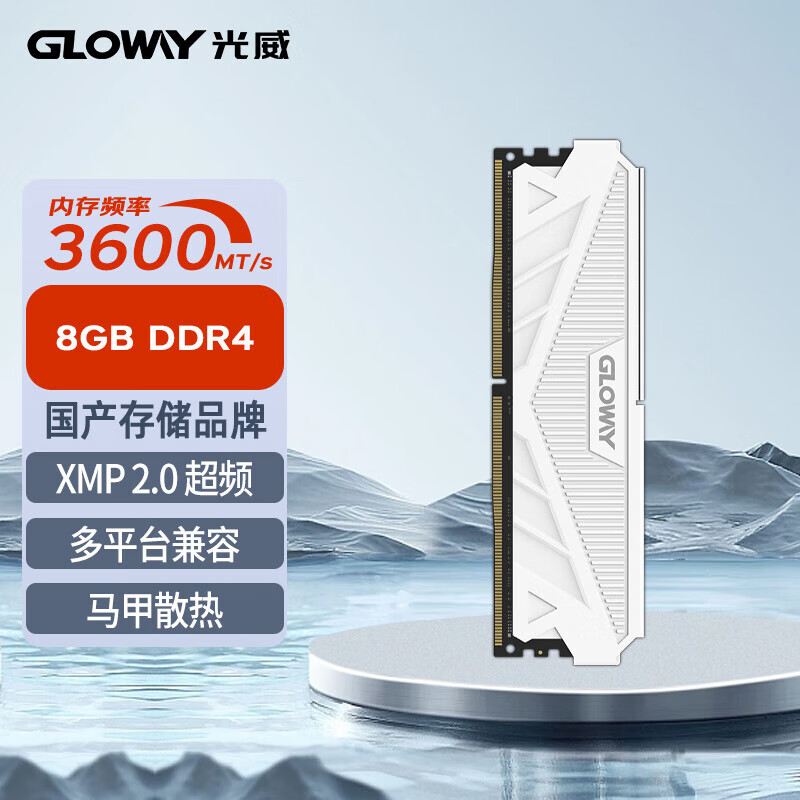 光威（Gloway）8GB/16GB DDR4 3600 台式机内存条 天策系列-皓月白 DDR4 8G 3600