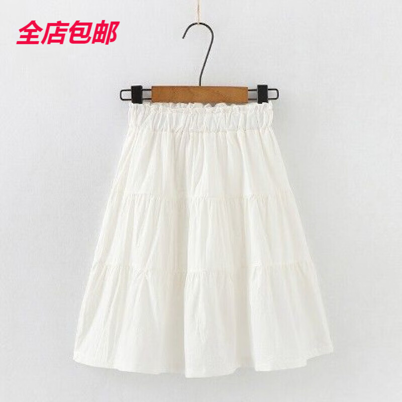 布蘭奧適合3-12歲穿的夏季女童半身裙女童棉短裙子2022夏季新款兒童半身 白色【三節(jié)棉布裙】 130【建議身高125厘米左右】
