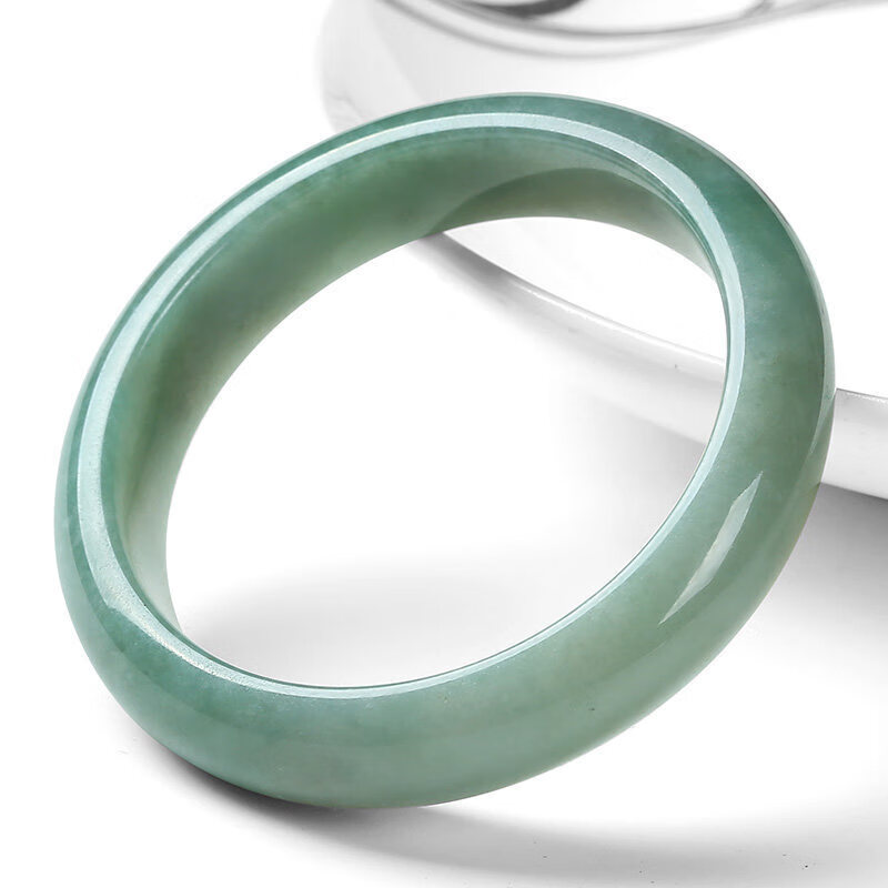 晓梦缅甸冰种翡翠手镯阳绿满豆绿色水润飘花玉手镯玉镯子女款玉石送礼