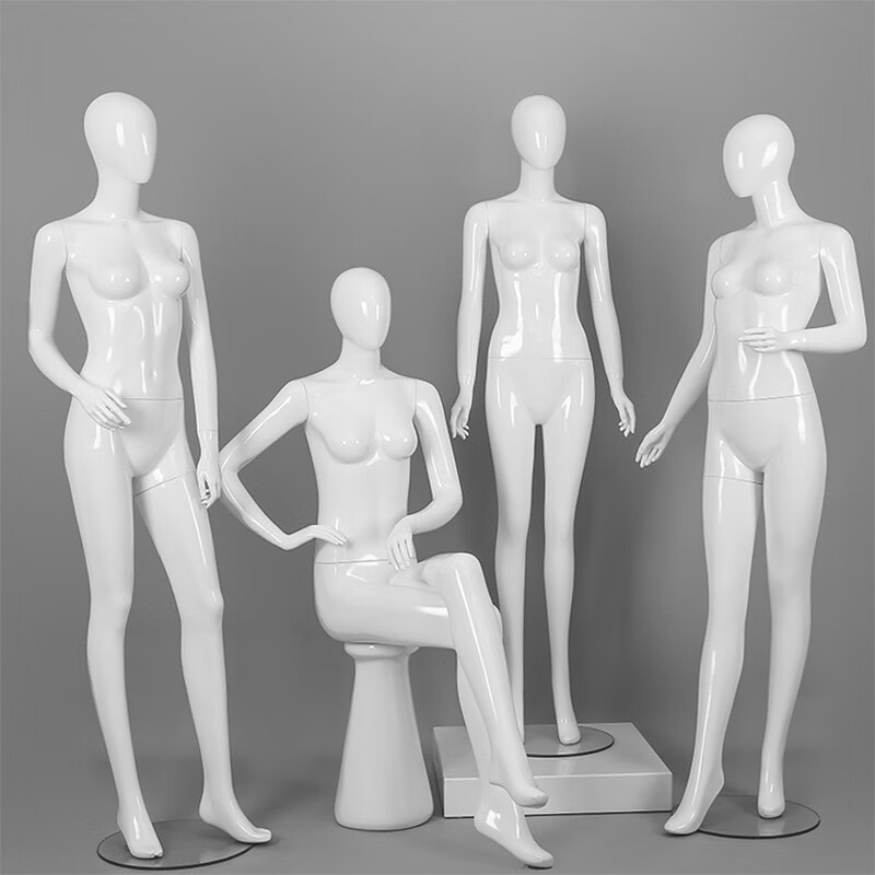 希盼（xipan）模特道具女全身服裝店內(nèi)衣模型人體假人塑料人臺櫥窗拍照 啞光白-F01+金屬底座