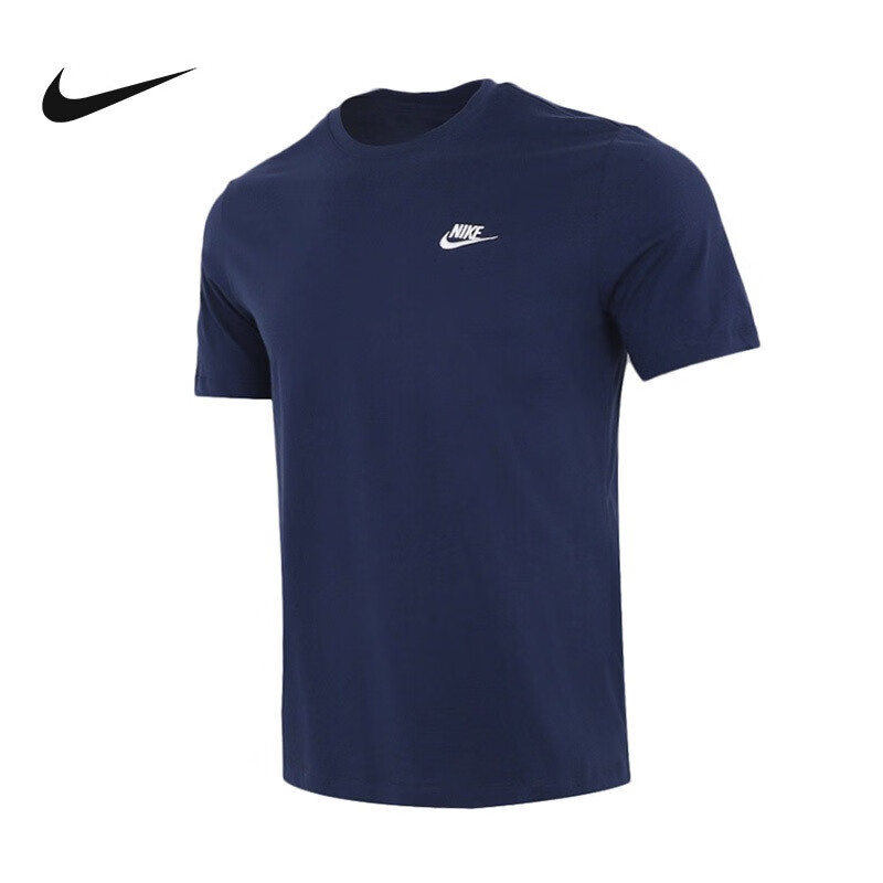 耐克（NIKE）T恤夏季新款男女款上衣运动休闲跑步训练健身舒适透气短袖 AR4999-410 深蓝色/刺绣柔软/男款 L