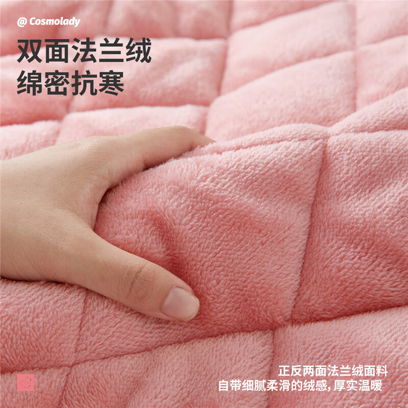 都市丽人睡衣加厚夹棉细密保暖法兰绒翻领简约情侣款家居服套装 蔷薇紫-女款2HT001 4XL