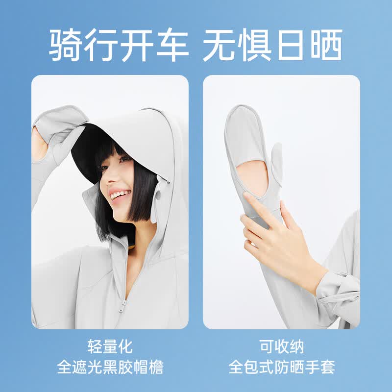 MissWiss防晒衣长款防紫外线全身夏季女凉感冰丝透气速干防晒服风感波粒 云袍防晒衣-银河灰【长款指护】