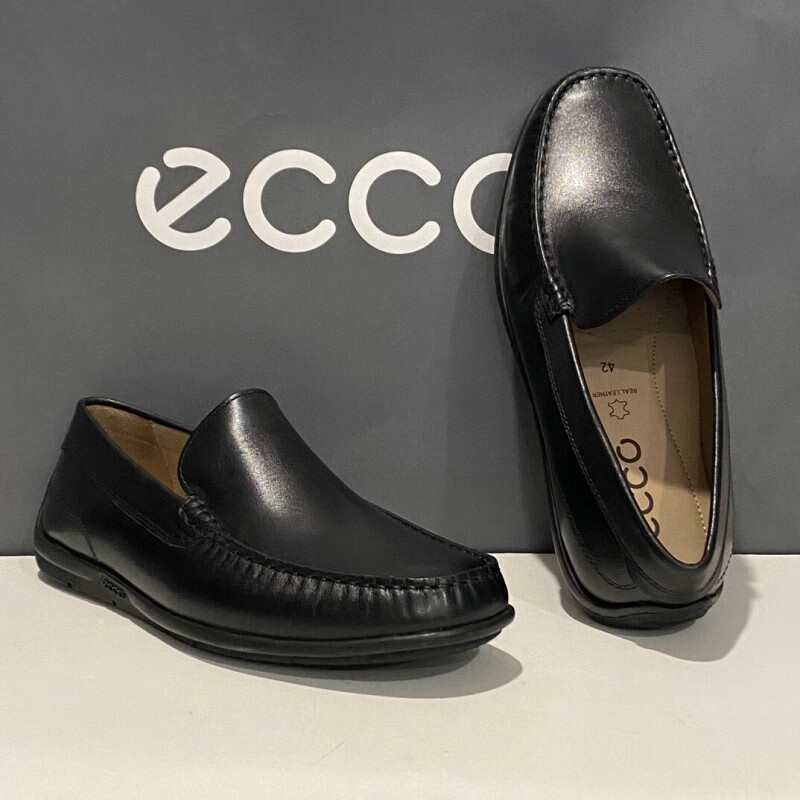 ecco爱步代购男士新款休闲百搭皮质低帮豆豆鞋570994 黑色01001 39