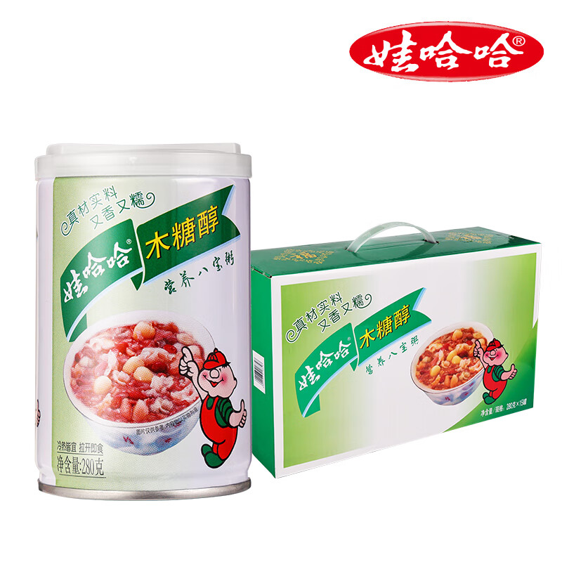 娃哈哈木糖醇紅棗小米百合蓮子360g*12罐整箱早餐八寶粥 木糖醇280g*15罐