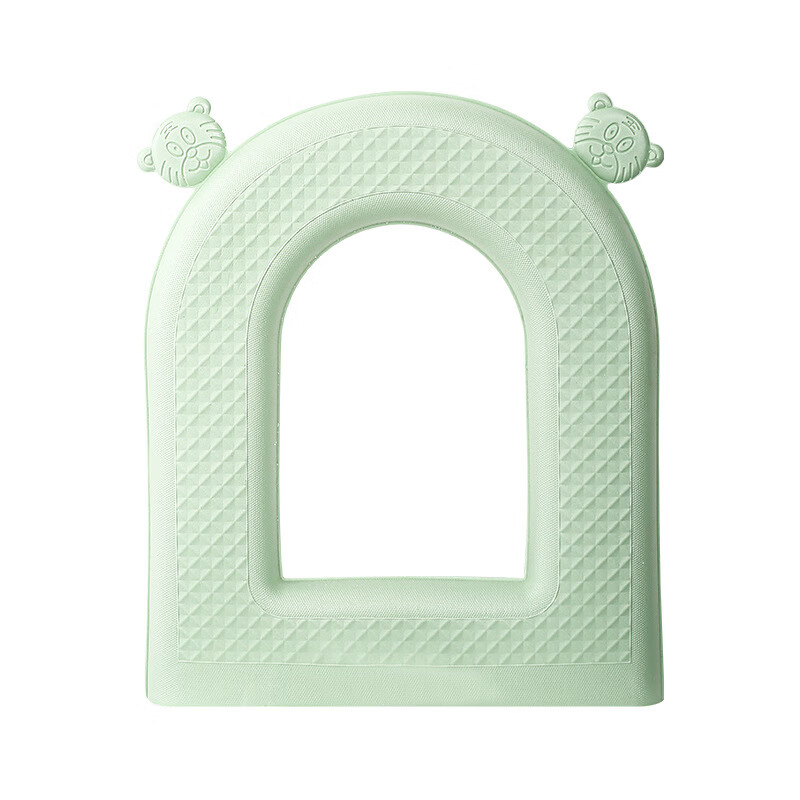 新款虎头手提双提拉马桶垫eva粘贴式卡通老虎马桶垫背贴装饰套装 乳白色（1个装）