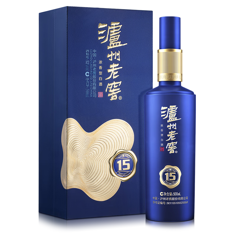 泸州老窖 窖15 窖藏陈酿老酒 浓香型白酒 52度 500ml 单瓶装