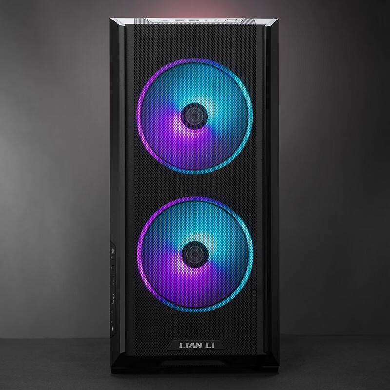 LIANLI联力L216R豪华版黑色 电脑主机箱 支持背插主板/标配3把风扇/360水冷位/竖装显卡/一体式网孔面板