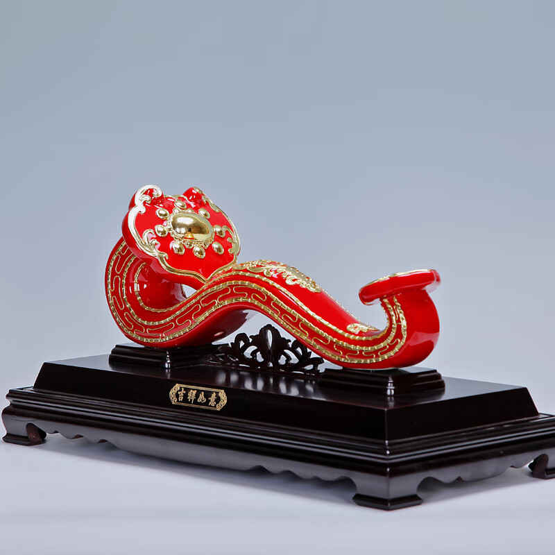 绿野客厦门漆线雕 红色陶瓷如意摆件轻奢乔迁新居搬家送礼物乔迁礼物