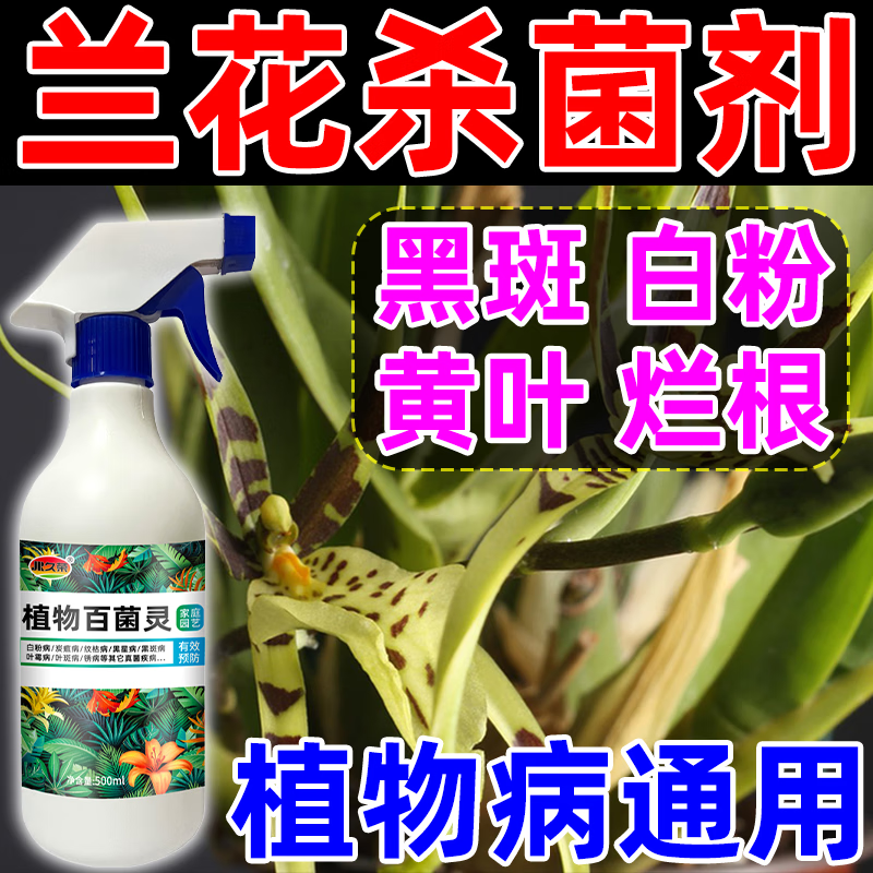 瓜果农喜兰花肥料专用肥 兰花病专用杀菌剂 黄叶焦尖干枯黑斑白绢病专用 1瓶【500ml】带喷头免稀释 京东折扣/优惠券