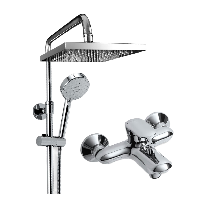 科勒（KOHLER） 淋浴一體式花灑淋雨器簡易明裝浴室沐浴套裝頂噴手持噴頭77365 升級10英寸頂噴丨三出水丨75517T