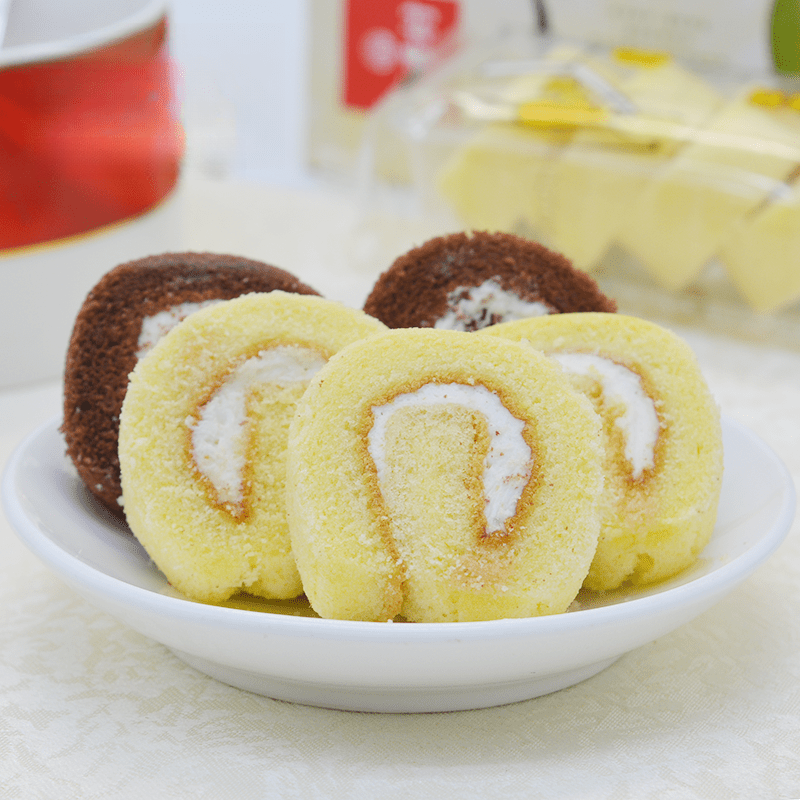 京隆法芙尼蛋糕毛巾卷巧克力夹心奶油零食 500g 可可味 激情 *1袋