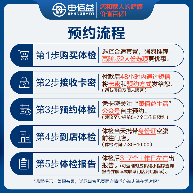 申佰益健康家人心享F体检套餐中青年父母中老年男士女士快速预约瑞慈体检全国500+门店通用体检卡 高阶版(1人)(美年瑞慈) 2个工作日内短信发您卡密自主预约