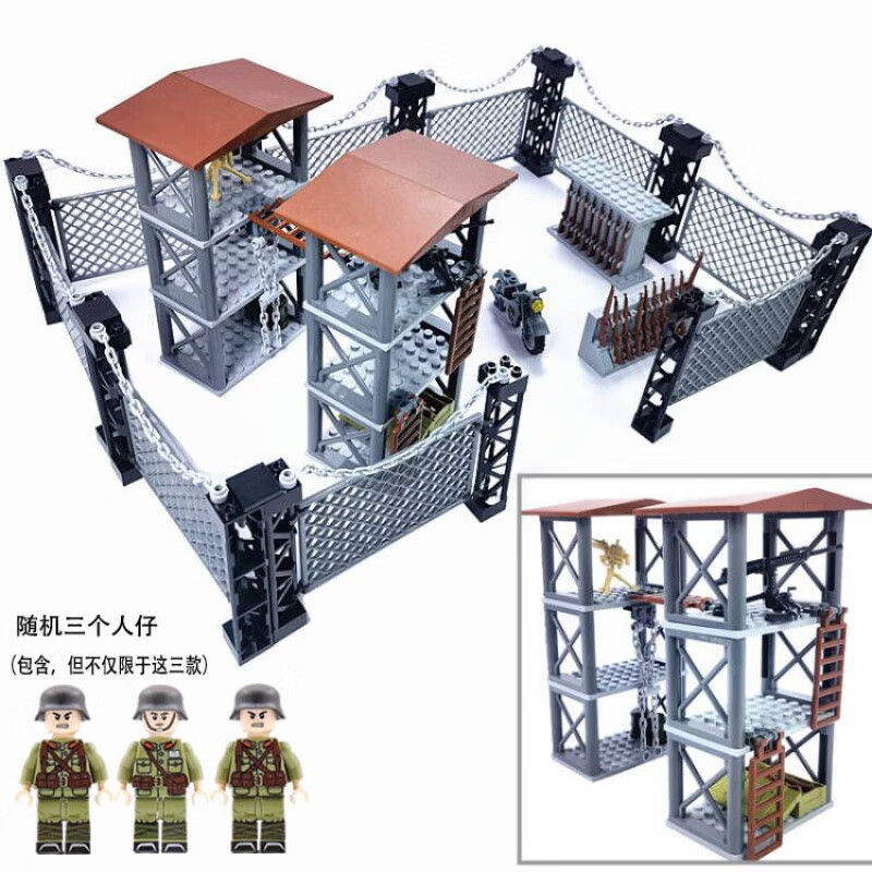 小颗粒拼装积木武器架房军事基地二战武器人仔兼容乐高特警察玩具 0401
