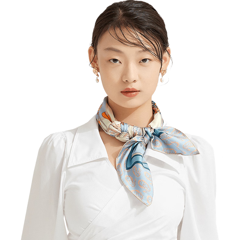 寶石蝶絲巾真絲桑蠶絲杭州絲綢砂洗圍巾披肩女生日禮物禮盒/巴塞奇遇1