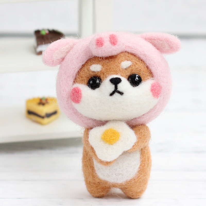 羊毛毡戳戳乐diy材料包刺绣手工生日节日走心礼 【猪猪柴犬】送泡沫 3