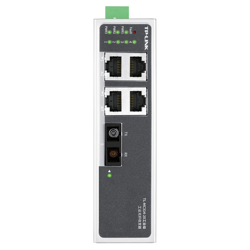 普联(TP-LINK)工业级光纤收发器千兆2光4电网口单模双纤SC导轨式12V/24V供电远程云管理网管交换机20km耐高低温 TL-MC314-20工业级