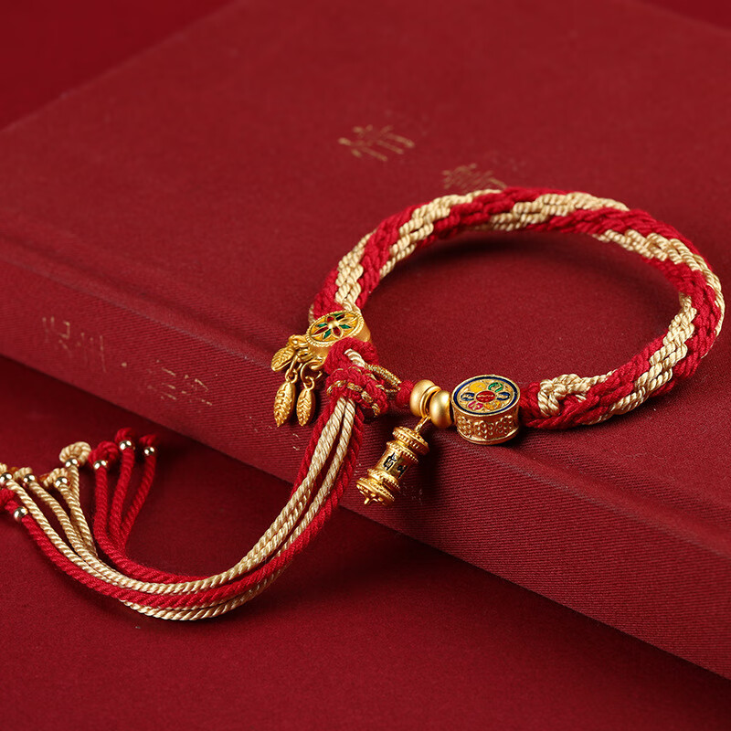 欧阳先生藏式手搓棉线编织手绳转经筒六字真言手工编织手链唐卡轮回手