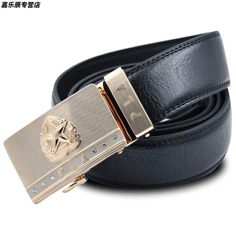 将军皮带退伍纪念军迷皮用品腰带五角星扣礼盒腰带 金颜色将军腰带