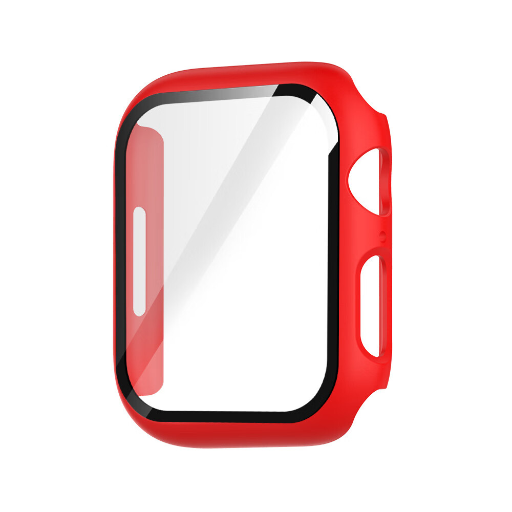 适用苹果手表保护壳iwatch9保护套钢化膜一体apple watch78表壳 红色 38mm