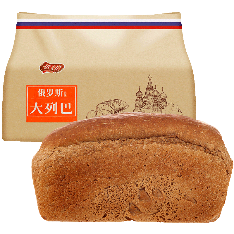 俄麦诺俄罗斯风味不添加蔗糖大列巴面包400g 早餐粗粮代餐 休闲零食糕点