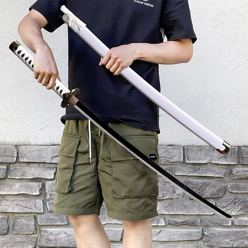 海贼王索隆三刀cos木刀剑金属不锈钢武士刃鬼灭之刃日轮刀未开刃 和道一文字（海贼王） 木刀+腰带（默认黑，可换白）