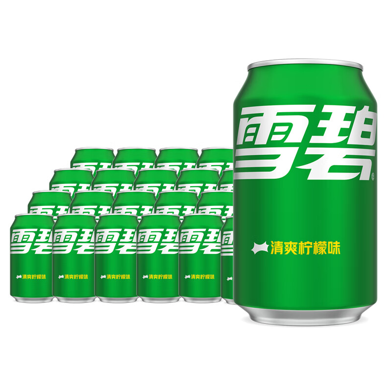 食尚城堡雪碧清爽柠檬味汽水碳酸饮料330ml*24罐易拉罐听装 出品