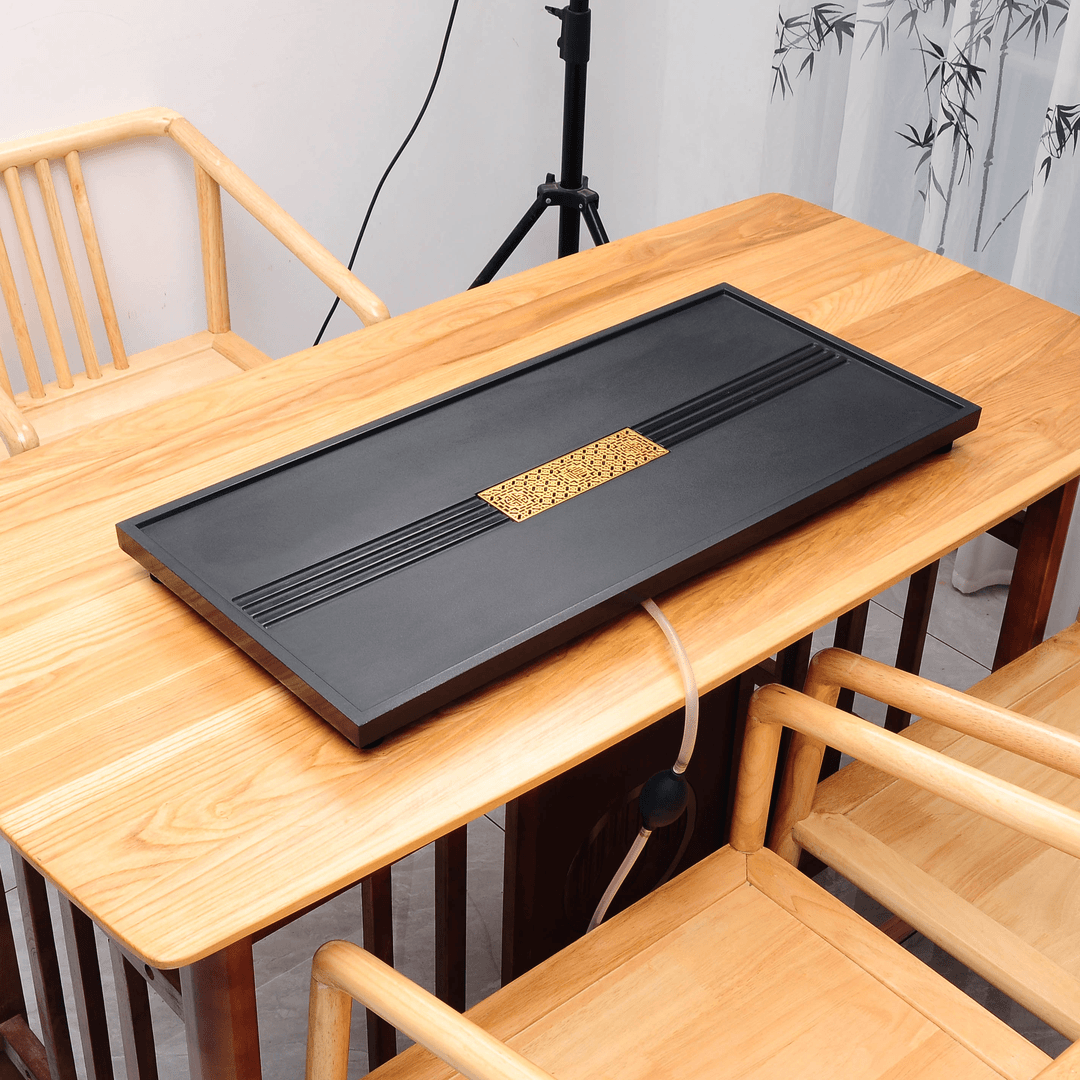 合成乌金石茶盘套装全自动上水一体石茶盘整套办公家用茶台茶盘 100*37大道至简+玻璃茶炉分离式