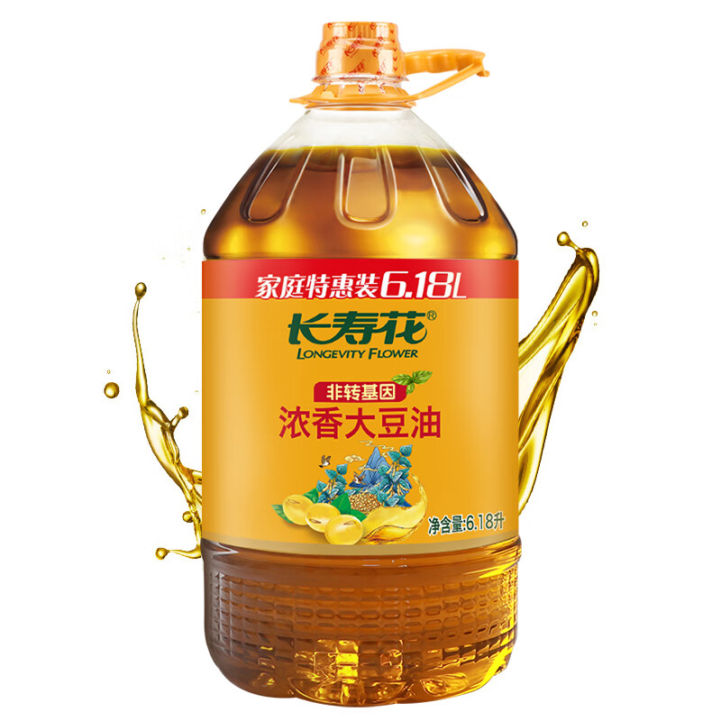 长寿花非转基因浓香大豆油6.18L