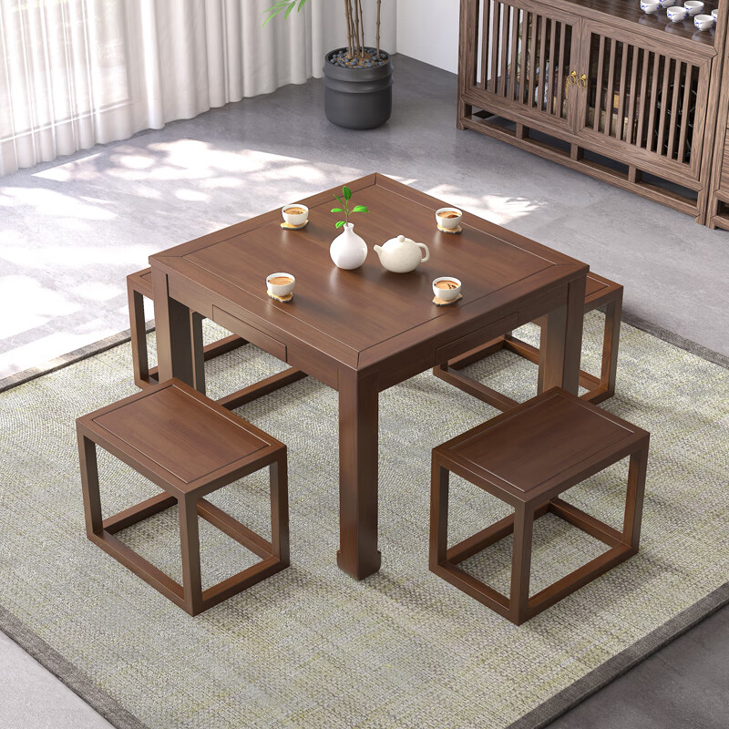 动蚁折叠麻将桌手搓实木餐两用棋牌家用象棋手动台扑