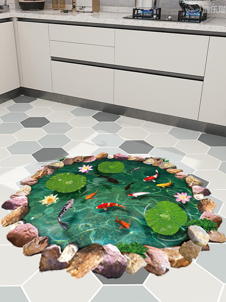浴室瓷砖地贴画墙贴纸遮丑防水卫生间立体地板地面3d地砖装饰图案
