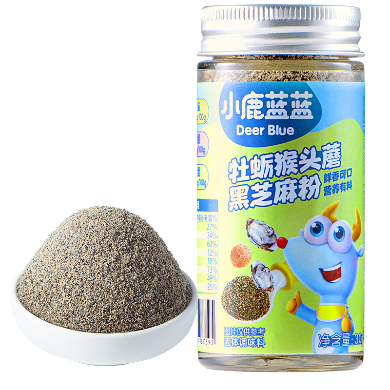 小鹿蓝蓝牡蛎猴头蘑黑芝麻粉30g高钙高铁含锌宝宝零食儿童拌饭调味原味