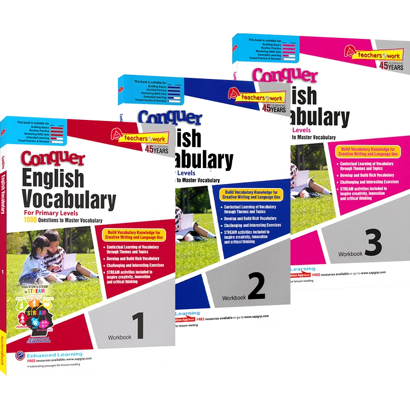 新加坡英语SAP Conquer Vocabulary 攻克系列英语词汇练习 英文原版进口小学 提高版 1-3年级