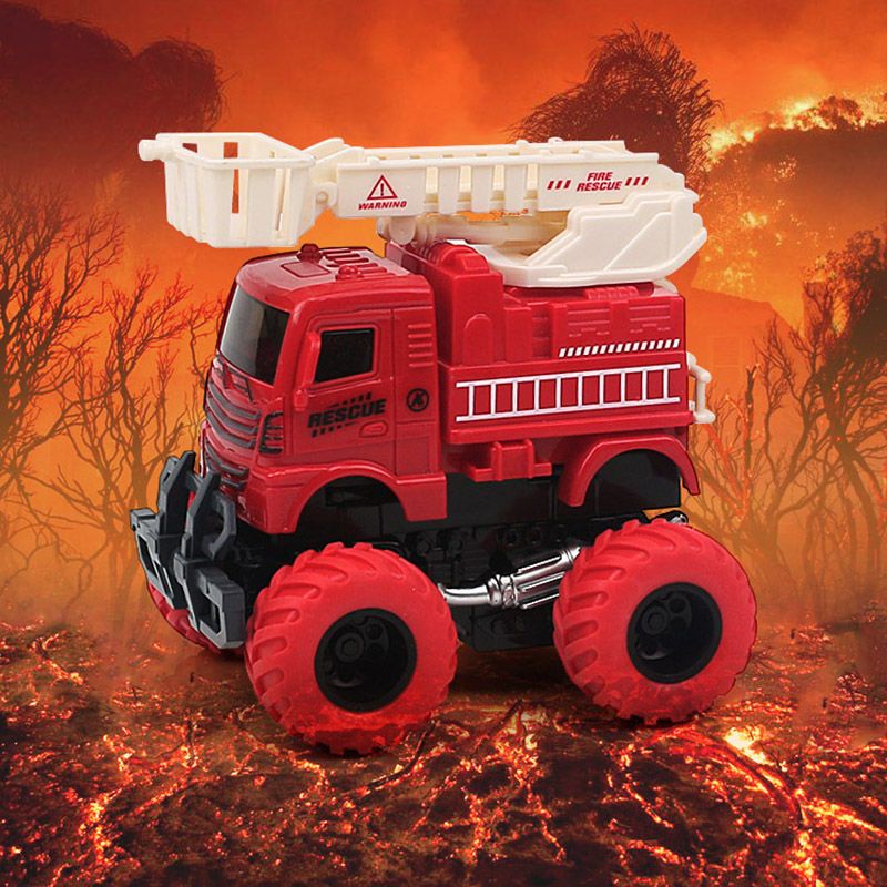 吉斯凡怪兽车 宝宝巴士儿童挖掘机玩具车惯性消防云梯车撞击变形车