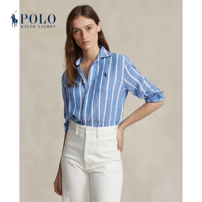 Polo Ralph Lauren 拉夫劳伦【礼物】 女装 24春宽松版型条纹亚麻衬衫RL25393 400-多色 S