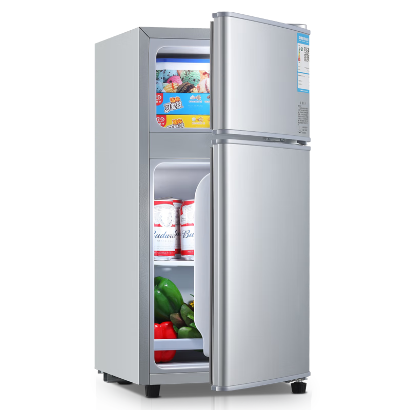 志高（CHIGO）小冰箱迷你小型家用冷藏冷冻两用宿舍出租房用双门办公室电冰箱节能省电 【一级能效】58L银色【全国联保丨节能省电】