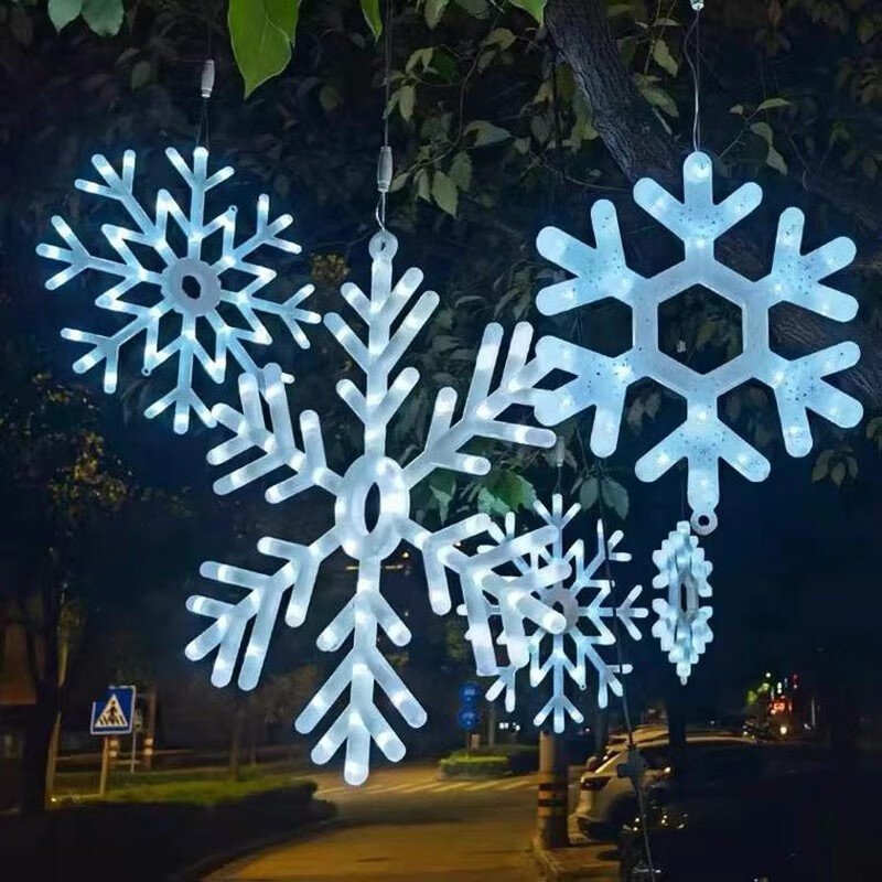 led發(fā)光雪花燈圣誕元旦節(jié)日布置氛圍戶(hù)外擋水工程亮化裝飾造型燈 黃色 【40cm】-單個(gè)雪花