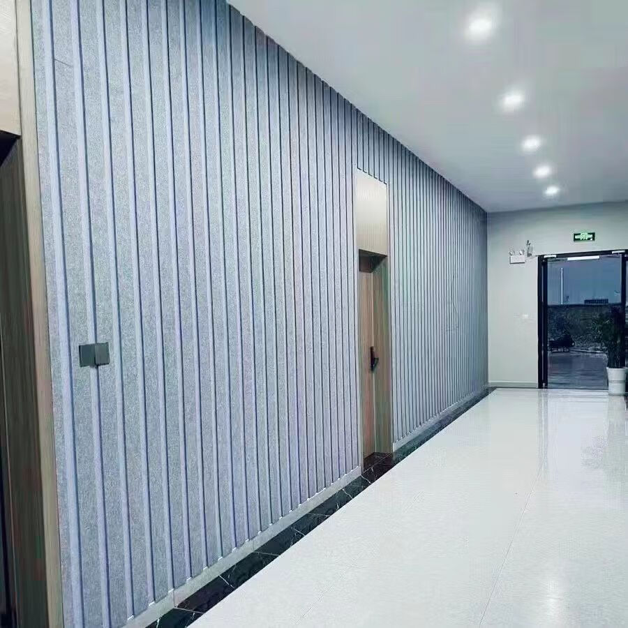 開槽聚酯纖維開槽吸音板豎條紋形造型影院KTV臥室琴房墻面裝飾... 開槽12mm厚1.2*2.4m背膠一張