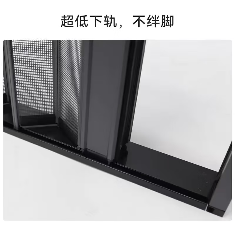 顿阁金刚网折叠纱门防蚊防猫狗老鼠带锁防盗隐形伸缩推拉式铝合金纱窗 灰色