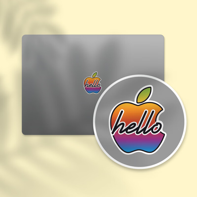 SkinAT电脑Pro14/16 M5创意Logo 贴膜 苹果笔记本Air 13/15 logo保护贴 MacBook Neo配件 你好彩虹 Air 13 (M5-M2)