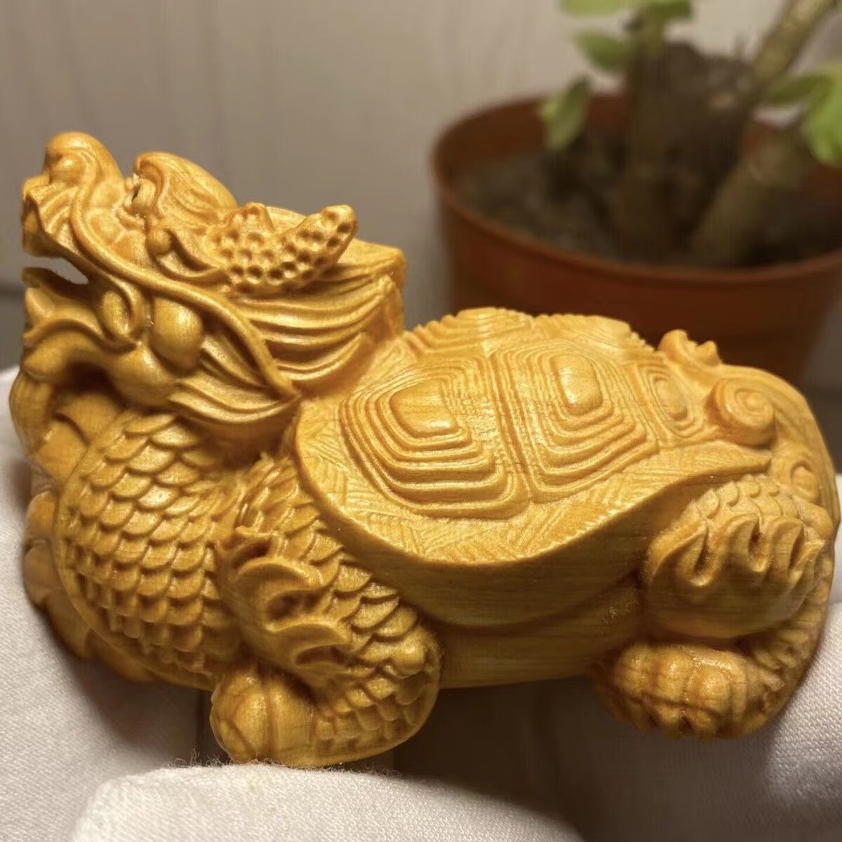 旭伶崖柏木雕龙龟手把件木质文玩雕刻小摆件茶宠动物富甲天下富甲一方