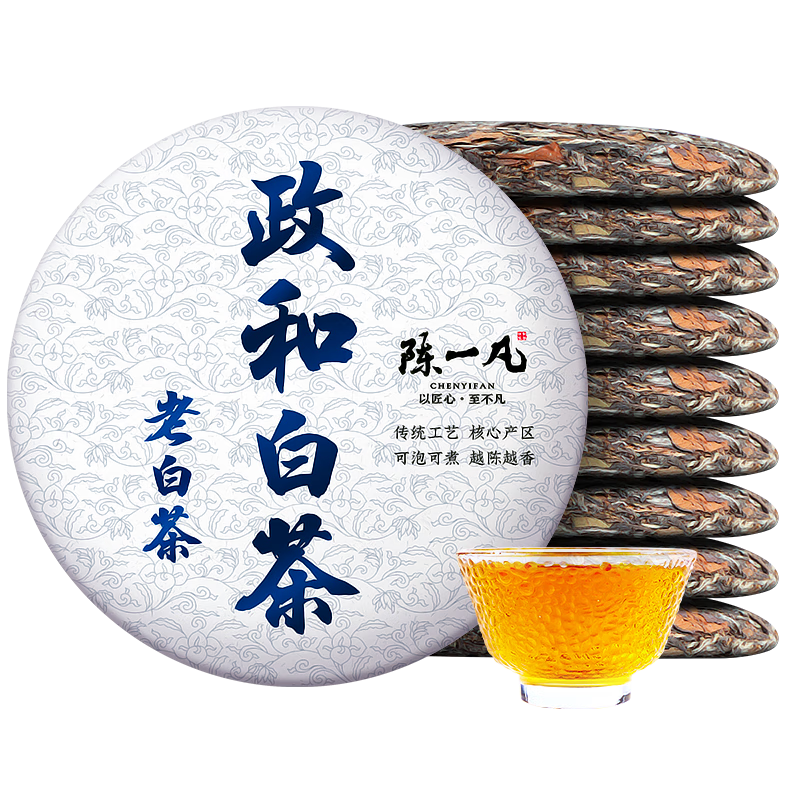 陳一凡 政和老白茶 2019老壽眉茶葉茶餅陳香老白茶天然生曬9餅一提2700g