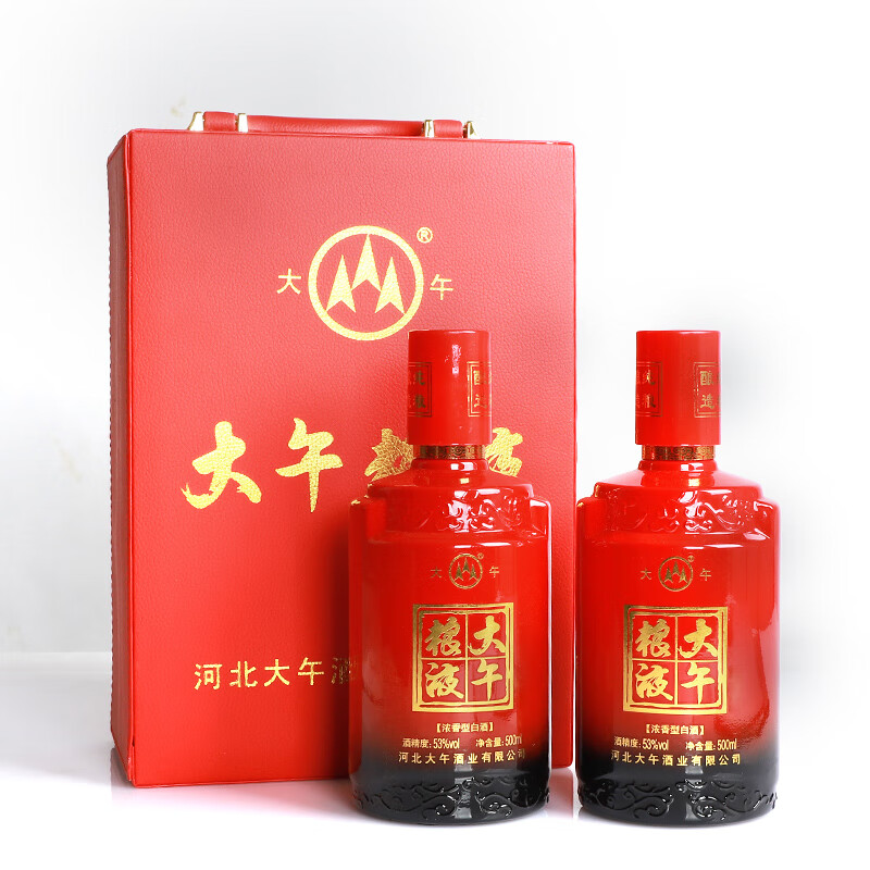 大午粮液53度皮箱白酒浓香型纯粮食老酒 送礼用酒 53度 500ml 2瓶