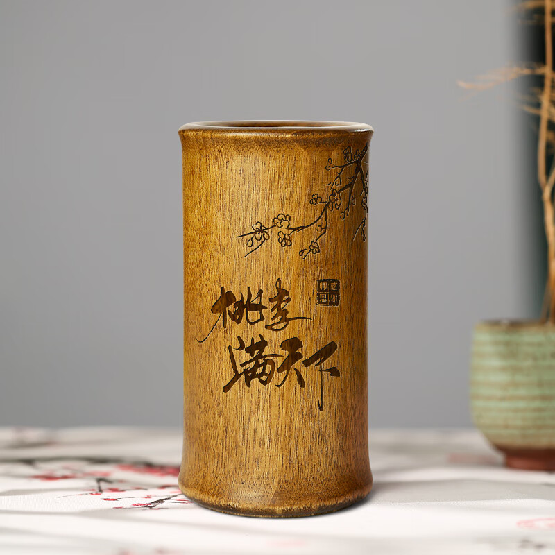 輕奢高級感創(chuàng)意楠木竹節(jié)多功能毛筆筆筒教師節(jié)禮物定制刻字中國風(fēng)學(xué)生辦公室書桌面收納盒創(chuàng)意簡約紅木擺件 【桃李滿天下】楠木筆筒