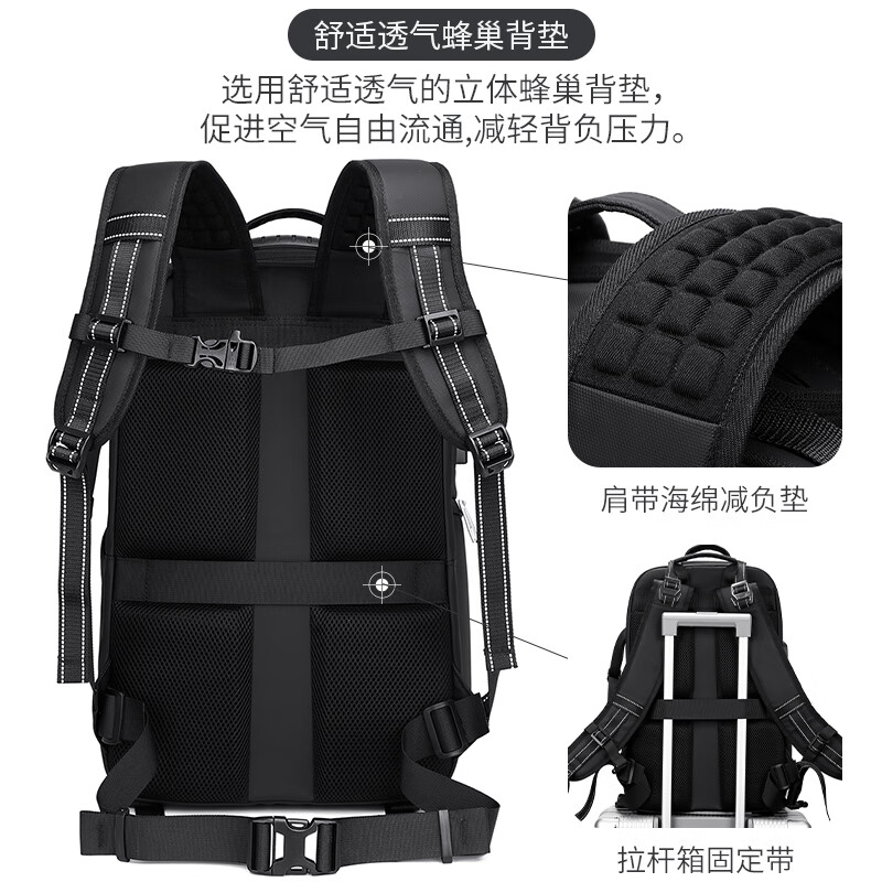单反相机背包双肩摄影包户外大容量微单镜头包数码稳定器无人机包 黑色(2机6镜+17寸电脑仓)