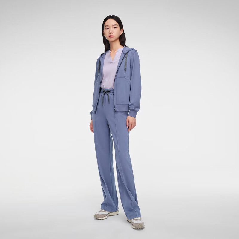 OVVOVV【高级运动系列】2024春夏新款女装舒适休闲连帽拉链卫衣 紫蓝(净色)10 M