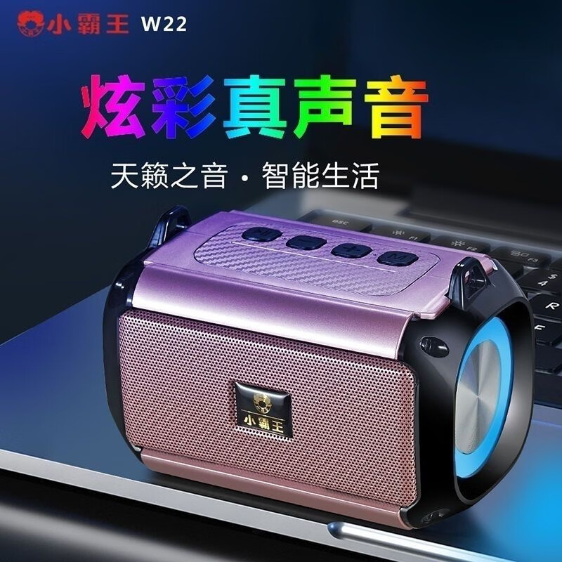 小霸王subor蓝牙音箱w22便携式播放器户外低音炮收款播报多功能插卡